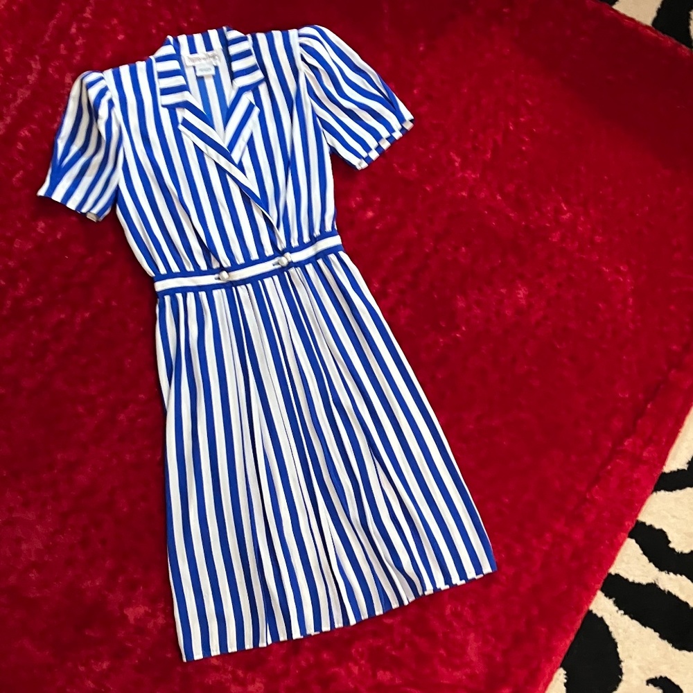 Vintage Petites for Maggy Blue/White Striped Dress